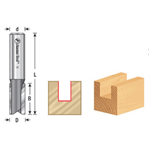 Solid Carbide Cutting Edge in Amana 45190 Straight Plunge Bit for MDF and Plywood Cutting