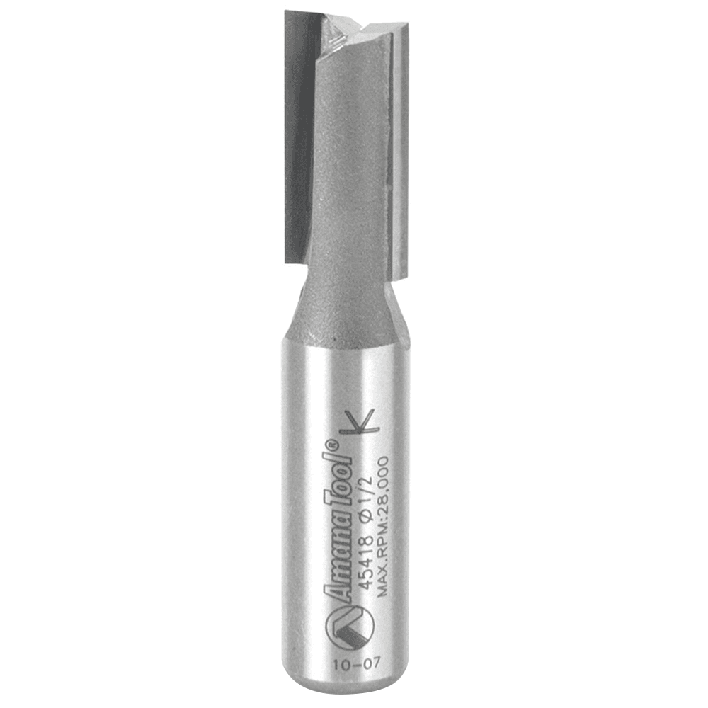 Amana 1/2" x 2-5/8" Straight Plunge Bit with 2-Flute Design and 1/2" Shank