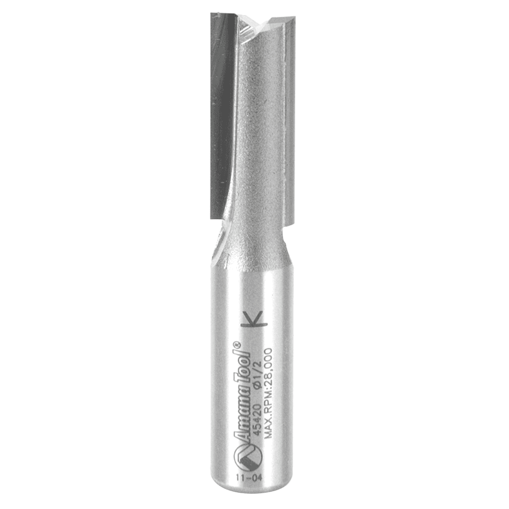 Amana 1/2" Shank Plunge Bit with Superior Geometric Design for Plywood Cutting