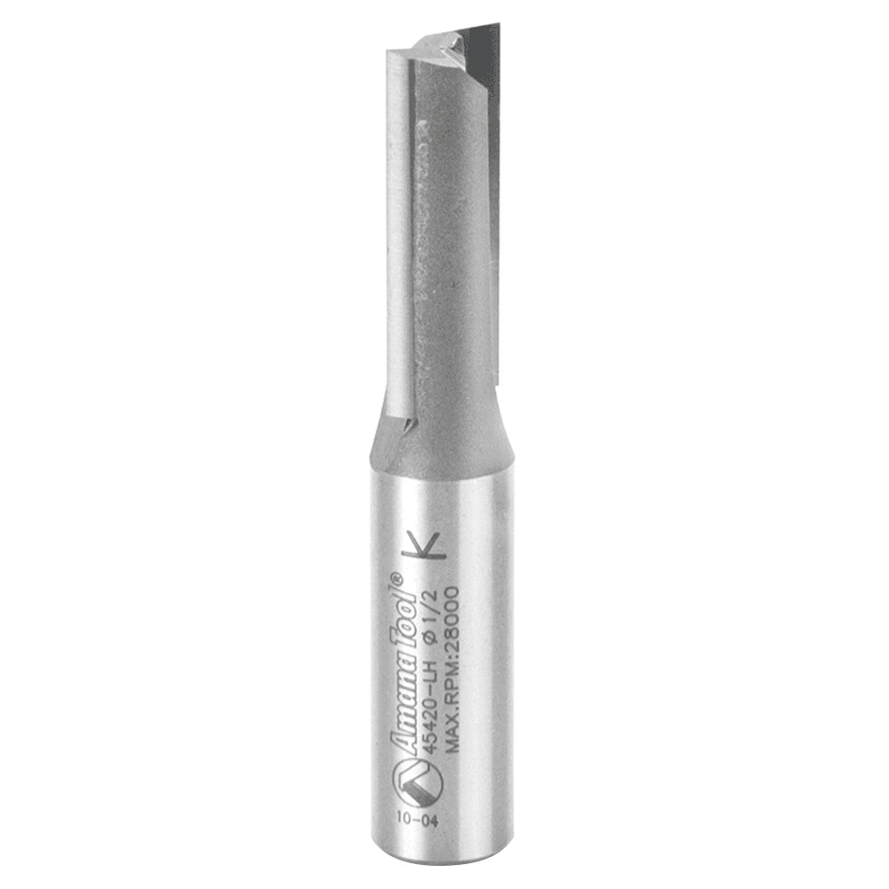 Achieve Precise Cuts with Amana 1/2" x 2-7/8" Left Hand Straight Plunge Router Bit - 2-Flute - 1/2" Shank