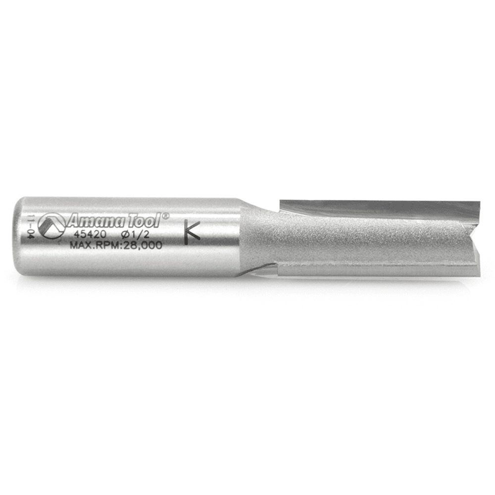 Amana 1/2" x 2-7/8" Straight Plunge Bit with 2-Flute and 1/2" Shank for Woodworking