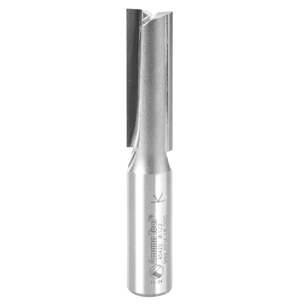 Amana 1/2" Straight Plunge Bit with 2 Flutes and 1/2" Shank for Woodworking