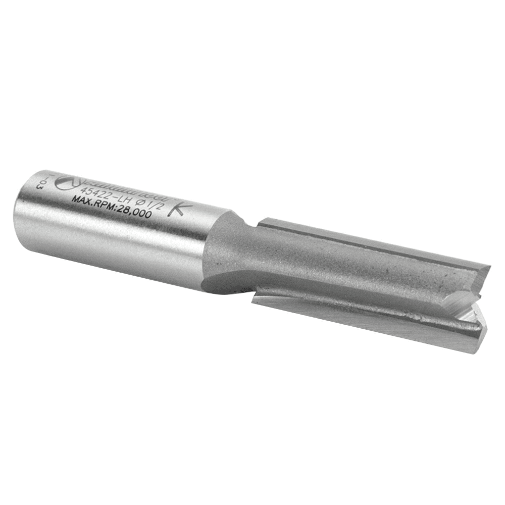 Amana left-hand router bit with 1/2" shank and 1-1/2" cutting height