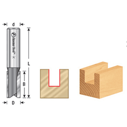 Solid Carbide Cutting Edge on Amana 45190 1/2" x 4-1/2" Straight Plunge Bit for Smooth Surfaces