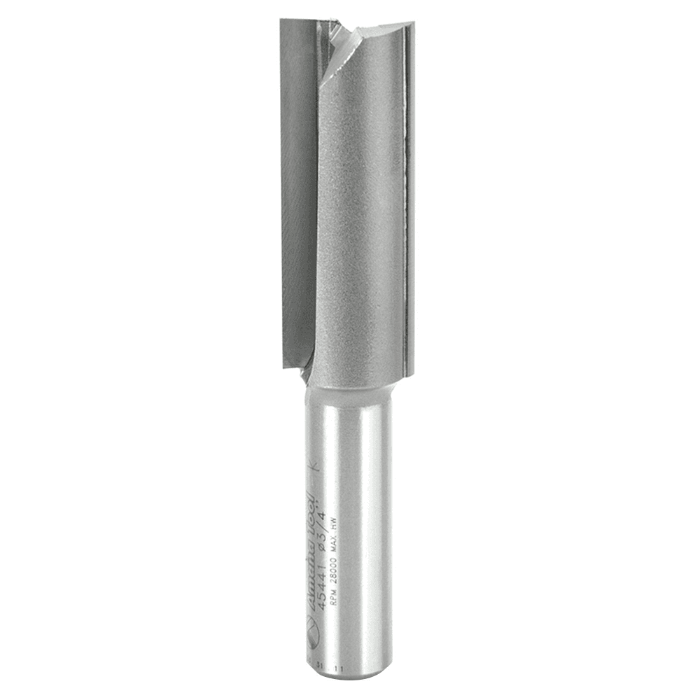 Amana Left Hand Straight Plunge Router Bit with 2 Flutes and 1/2" Shank