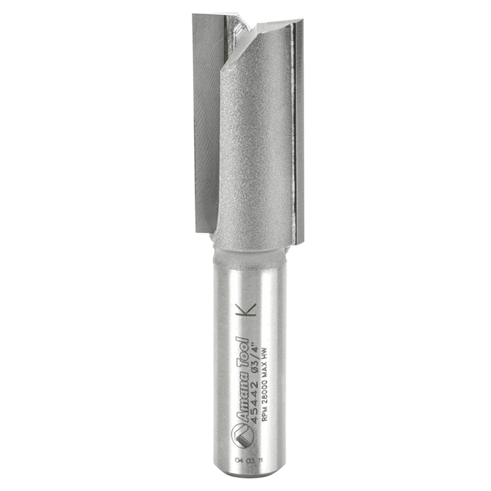 Amana 2-Flute 3/4" x 3-1/8" Straight Plunge Router Bit with 1/2" Shank for Fine Finish Cutting on Wood, MDF, and Plywood