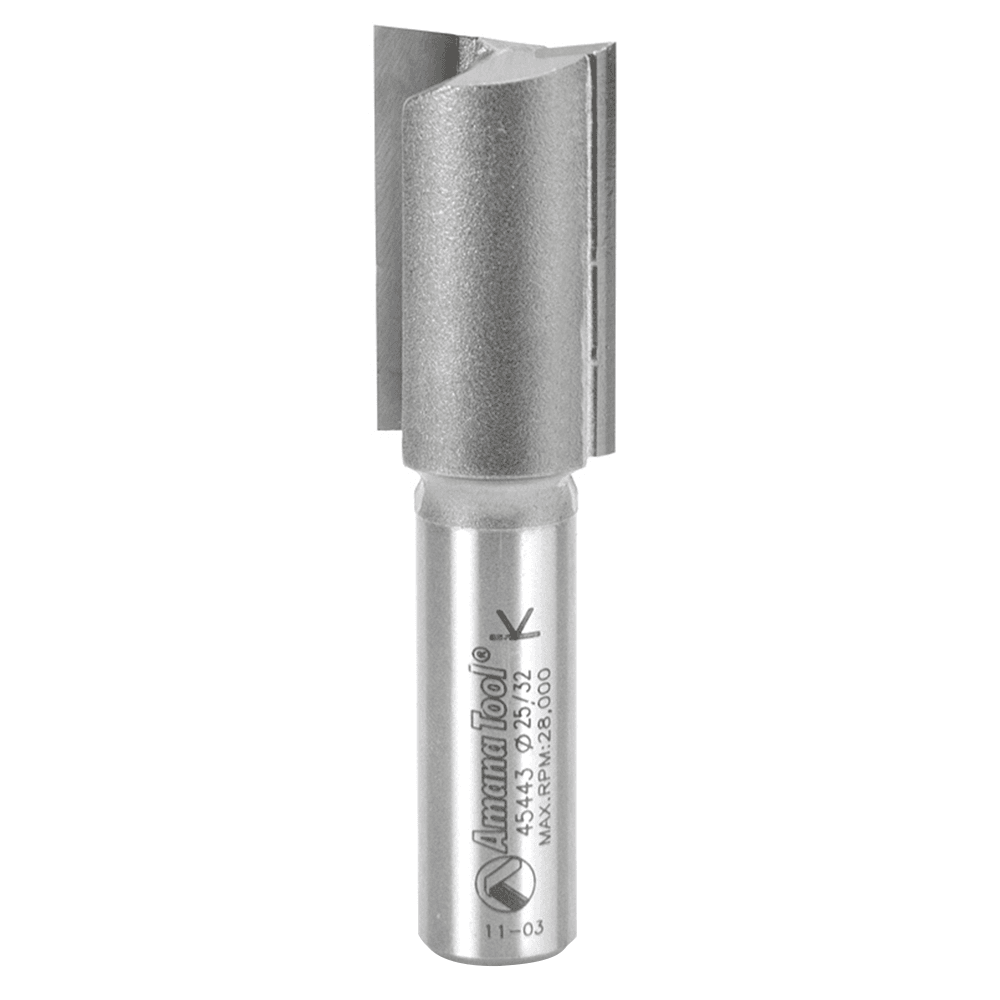 Amana 25/32 inch x 2-7/8 inch Straight Plunge Bit with 2 Flutes and 1/2 inch Shank for Woodworking