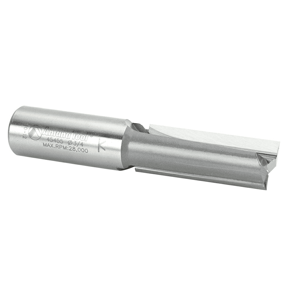 Long reach Amana plunge-cutting straight router bit for CNC machines