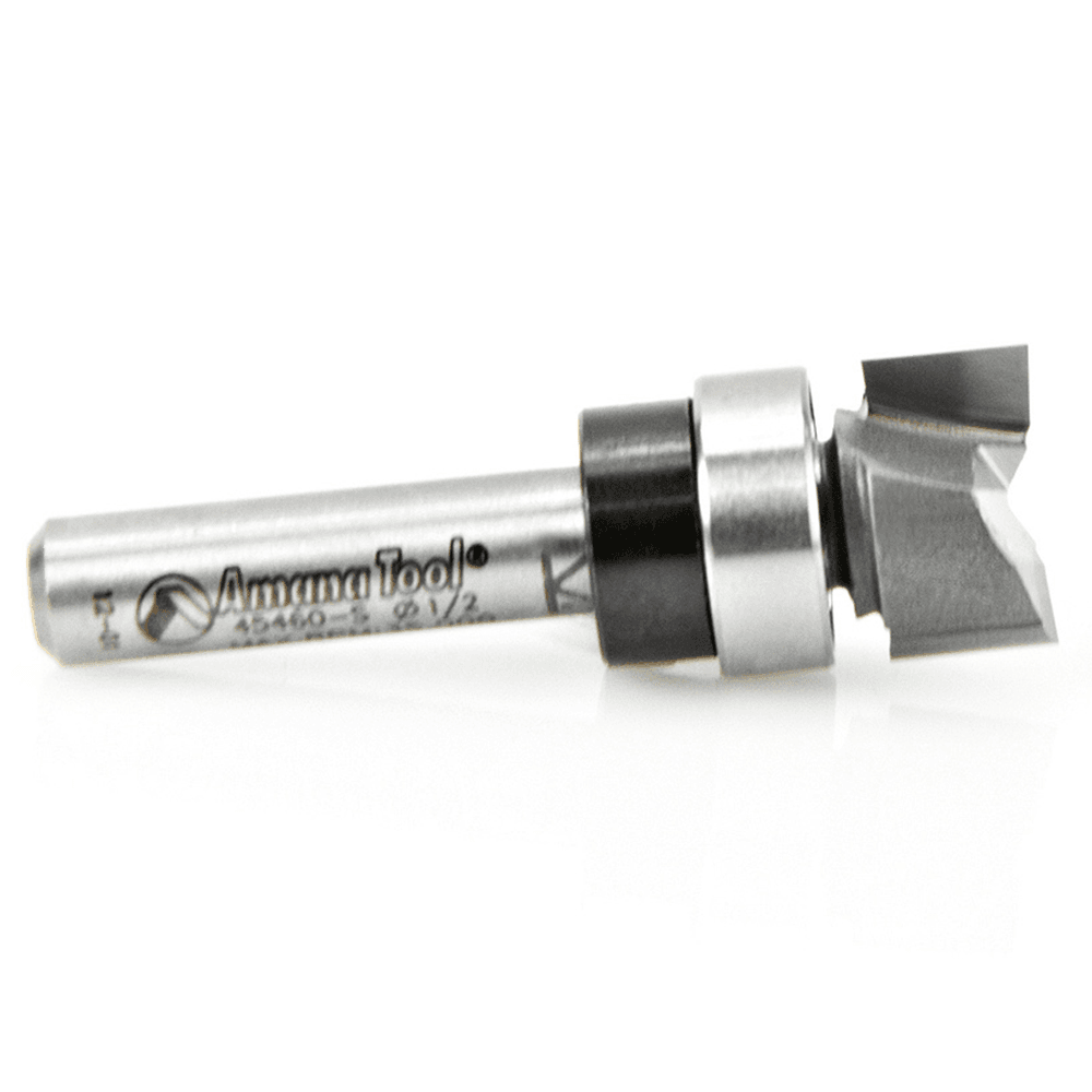 Amana 1/4" Shank Double Flute Router Bit with Upper Ball Bearing