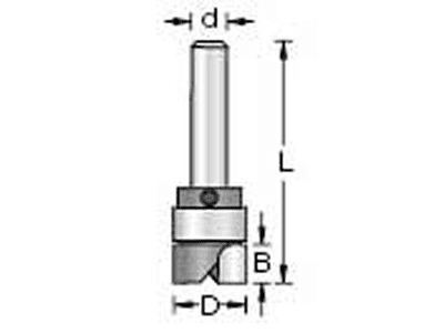 Amana 5/8" x 1-3/4" Flush Trim Plunge Template with Upper Ball Bearing and 1/4" Shank