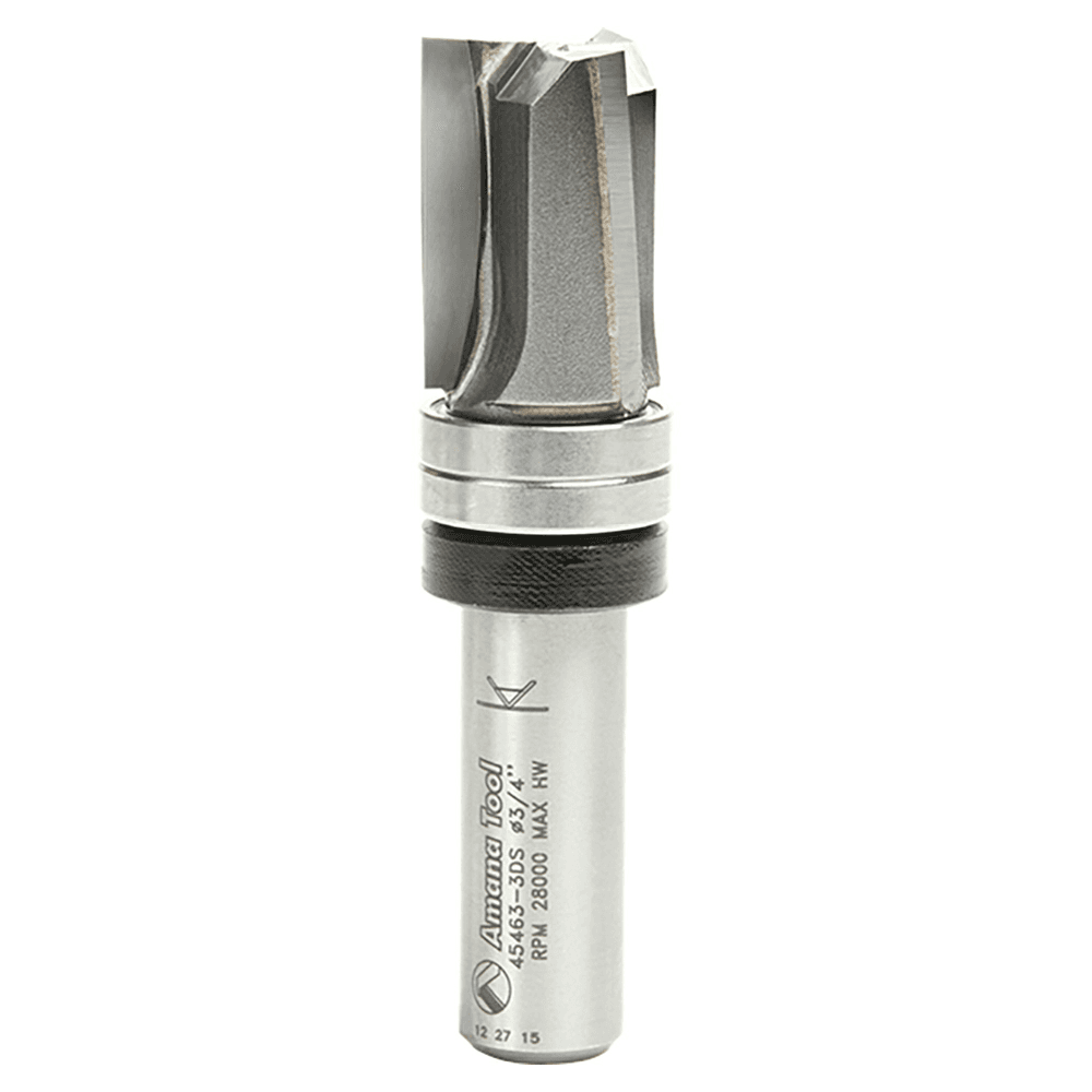 Amana 3/4" x 3" down-shear flush trim plunge router bit with ball bearing