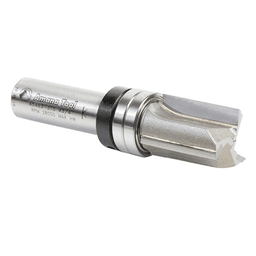 Shearing action router bit for composition board and melamine