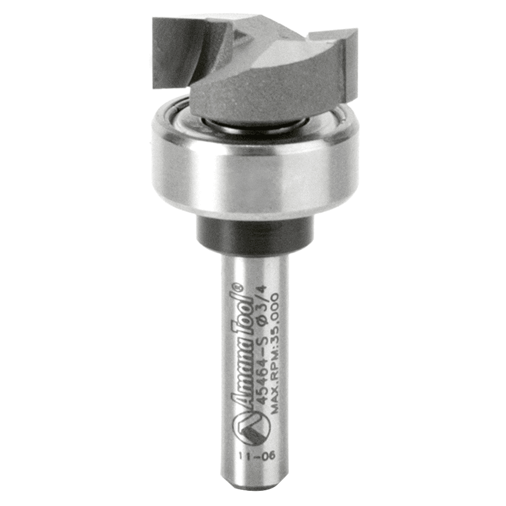 Amana 2-flute flush trim plunge template router bit with ball bearing pilot, 1/4" shank