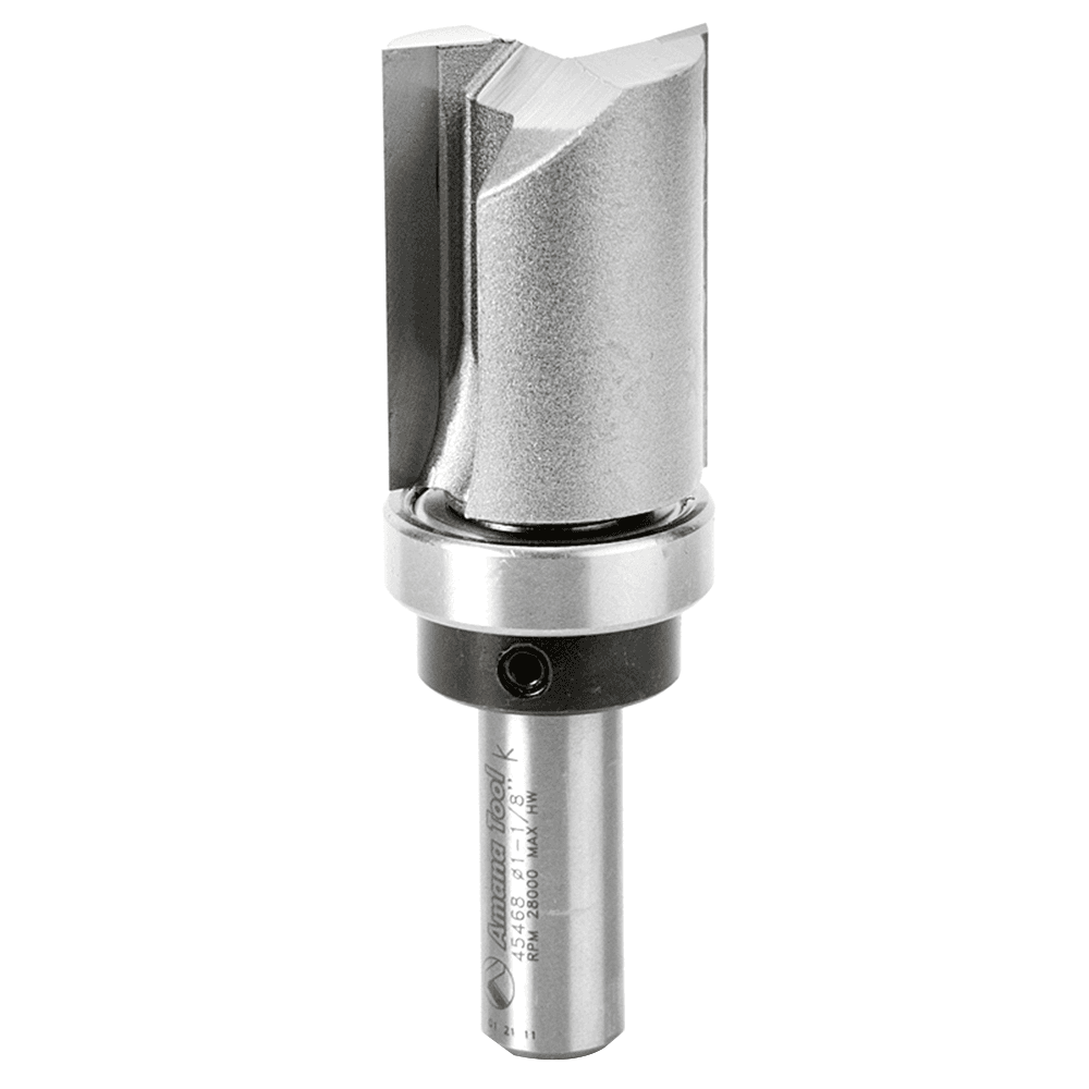 Amana Flush Trim Plunge Template with Upper Ball Bearing, 2-Flute, 1/2" Shank - Image 1