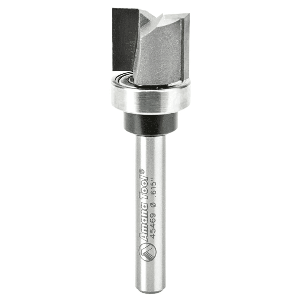 Amana 0.615 inch Straight Plunge Router Bit with Upper Ball Bearing and 2-Flute Design