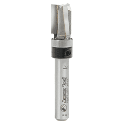 Amana 3/8" x 2" Down Shear Flush Trim Plunge Template Router Bit with Upper Ball Bearing, 3-Flute, 1/4" Shank