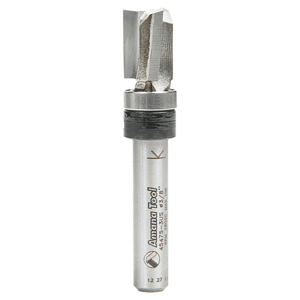 Amana 3/8" x 2" flush trim router bit with ball bearing for pattern routing