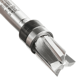 Versatile flush trim plunge router bit with 3 flutes and 1/4" shank