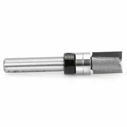 Amana 3/8" x 2" Flush Trim Plunge Template with Upper Ball Bearing, 2-Flute, 1/4" Shank - Image 1