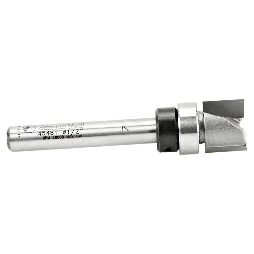 Exact Duplicate of Template with Amana Handheld and Table-Mounted Router Bit for Pattern Routing on Top or Underneath Work