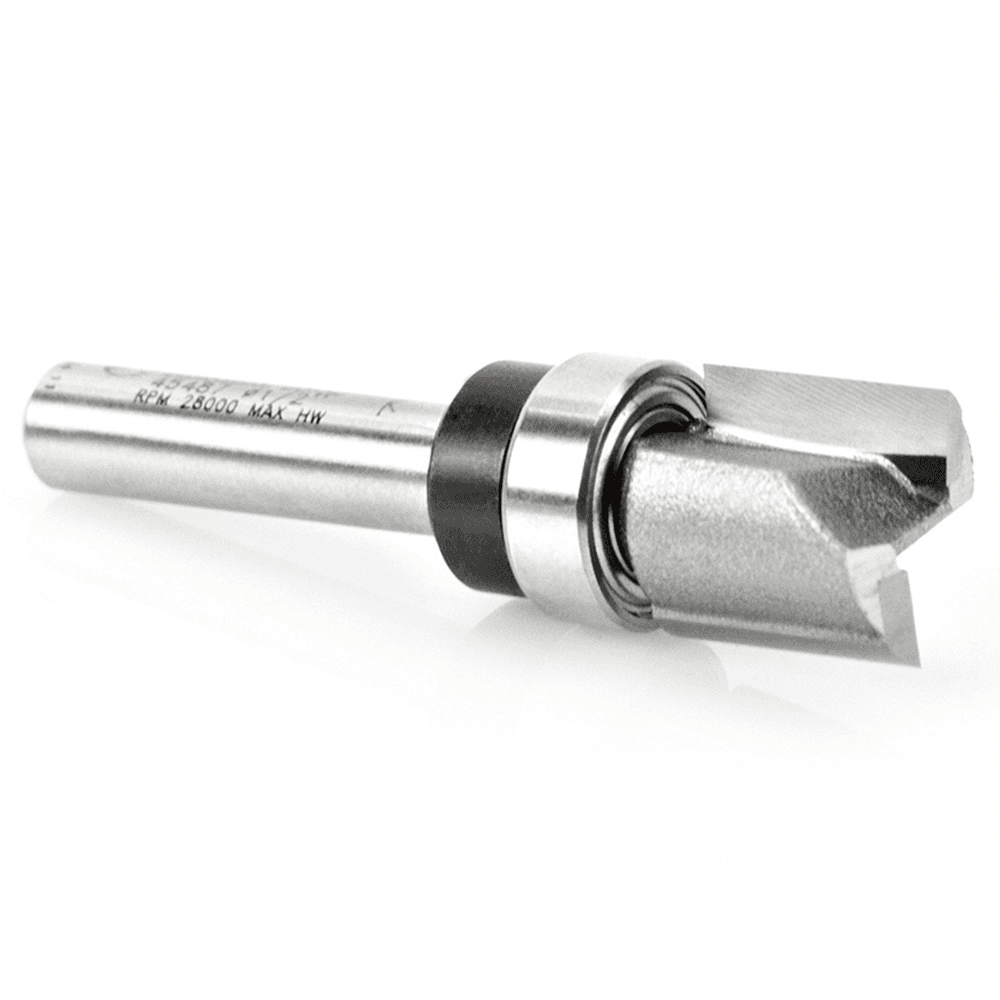 Shank-mounted ball-bearing pilot for precise duplicate routing with Amana template