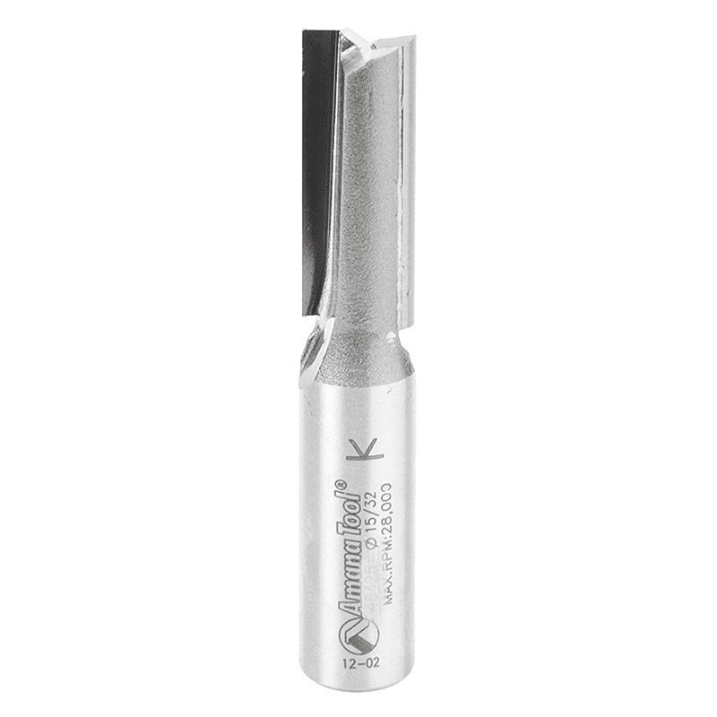 Amana 12mm x 2-7/8" Straight Plunge Router Bit with 2 Flutes and 1/2" Shank for Fine Finish