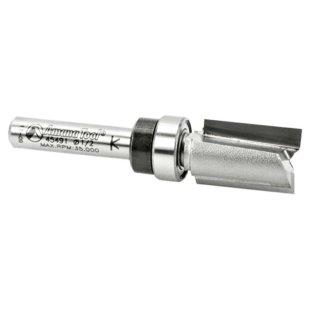 Amana 1/2" Flush Trim Plunge Template Router Bit with Ball Bearing
