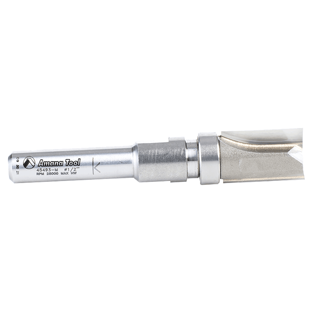 1/2" Dia x 3/4" Carbide Tipped Flush Trim Plunge Template, 8mm Shank with Upper BB Alt 2 - Image