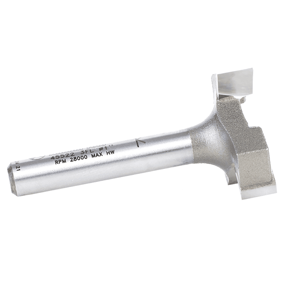 1" x 1/4" Carbide Tipped Spoilboard Surfacing, Rabbeting, Flycutter, Slab Leveler, Surface Planer/Flattening Router Bit, 3-Flute, 1/4" Shank Alt 2 - Image