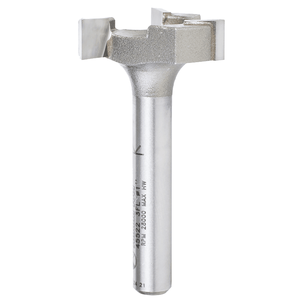 1" x 1/4" Carbide Tipped Spoilboard Surfacing, Rabbeting, Flycutter, Slab Leveler, Surface Planer/Flattening Router Bit, 3-Flute, 1/4" Shank Main - Image