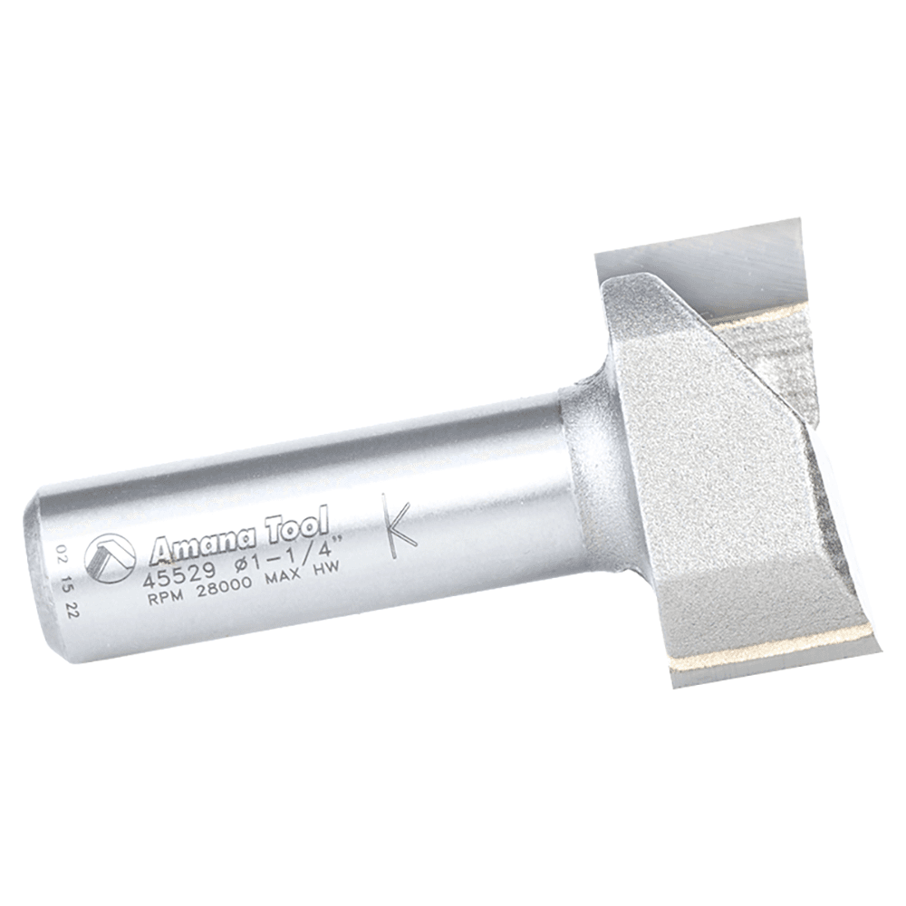 1-1/4" x 9/16" Carbide Tipped Spoilboard Surfacing, Rabbeting, Flycutter, Slab Leveler, Surface Planer/Flattening Router Bit, 2-Flute, 1/2" Shank Alt 2 - Image