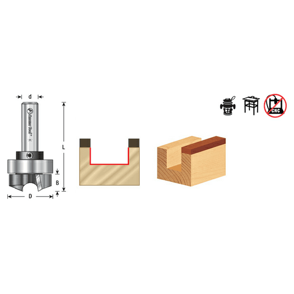 1/2" Dia x 3/4" Carbide Tipped Mortising with Upper Ball Bearing, 2 Flutes, 1/4" Shank Alt 3 - Image