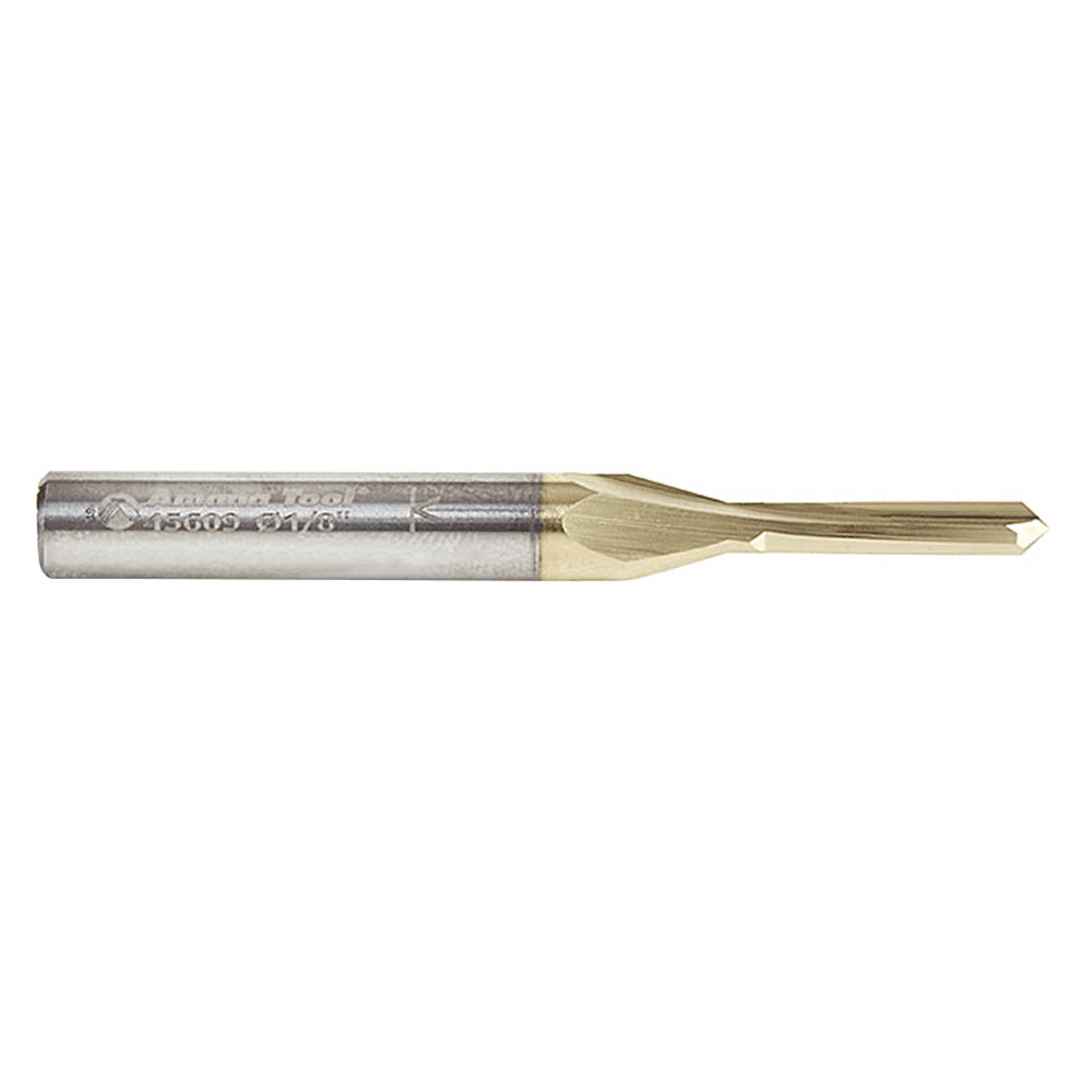 1/8" x 2-1/4" Zero-Point ZrN Coated V-Groove/Engraving Router Bit, 2-Flute, 1/4" Shank - Alt Image 1