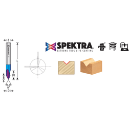 1/4" x 1/8" 90° Spektra Extreme Tool Life Coated V-Groove Router Bit, 1/4" Shank Alt 1 - Image
