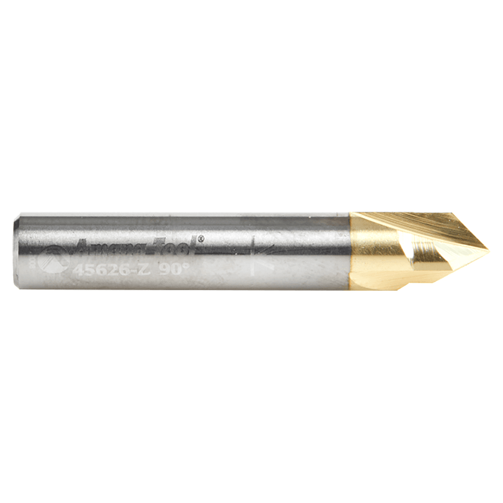 1/4" x 1/8" 90° Zero-Point V-Groove/Engraving ZrN Coated Router Bit, 3-Flute, 1/4" Shank Alt 2 - Image