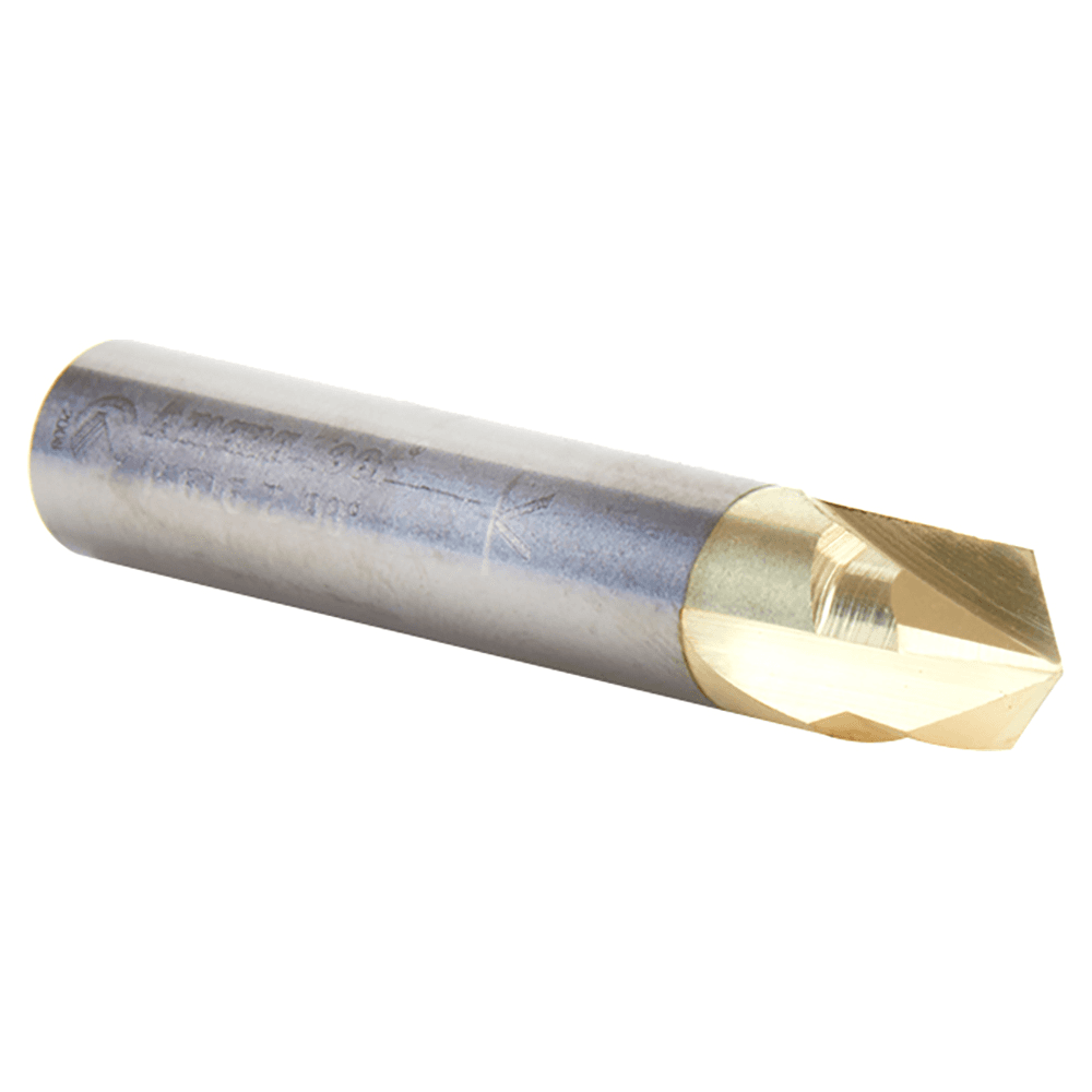 1/4" x 1/8" 90° Zero-Point V-Groove/Engraving ZrN Coated Router Bit, 3-Flute, 1/4" Shank Alt 3 - Image