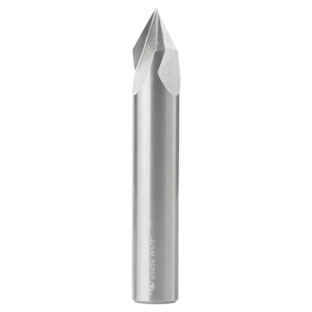 1/2" x 3" V-Groove Router Bit, 3-Flute, 1/2" Shank for precision cutting of MDF and plywood.