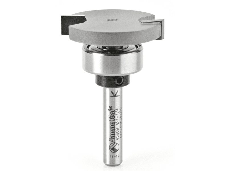 Achieve beautiful inlays and medallions with Amana 1-1/4" x 1-7/8" Straight Flooring Bit, 2-Flute design and 1/4" Shank