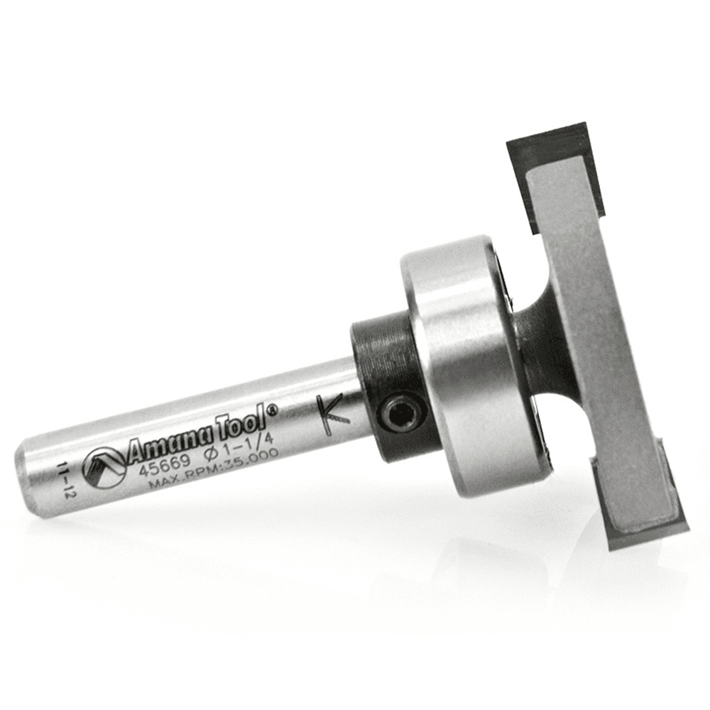 Amana 1-1/4" x 1-7/8" Straight Flooring Bit with 2-Flute design and 1/4" Shank for wood slotting