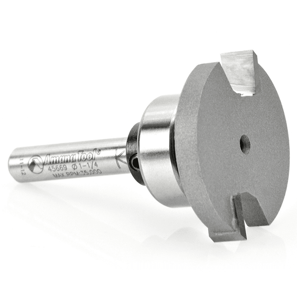 Amana Straight Flooring Bit, 1-1/4" x 1-7/8" with 2-Flute design and 1/4" Shank - perfect for wood slotting, inlays and medallions