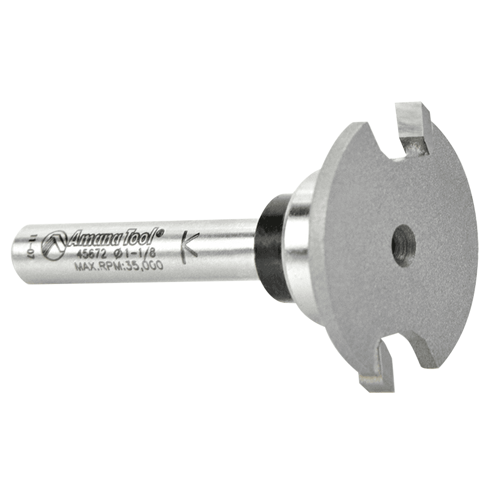 Amana 1-1/8" x 1-7/8" Straight Flooring Bit, 2-Flute, 1/4" Shank for Wood Flooring Slotting