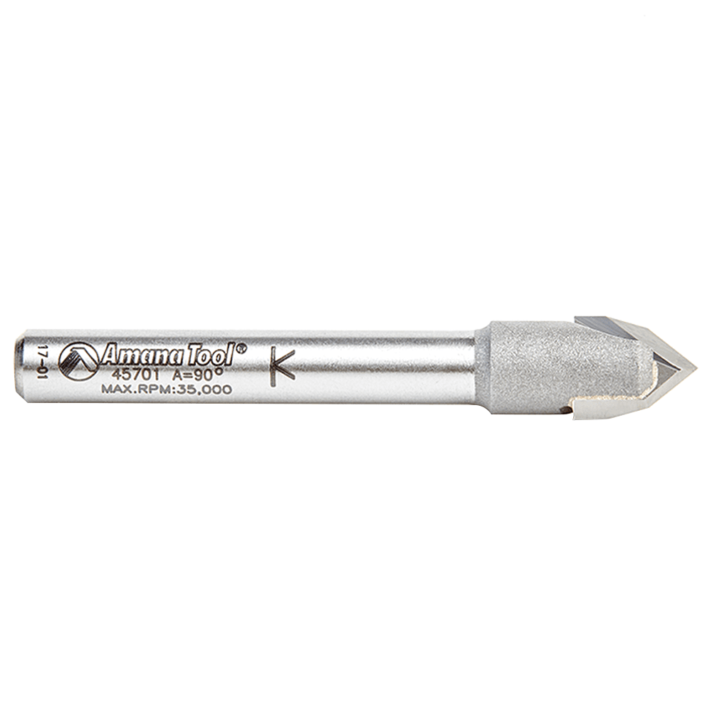 Amana Zero Point V-Groove Router Bit for Decorative V-Grooves and Lettering on Signs