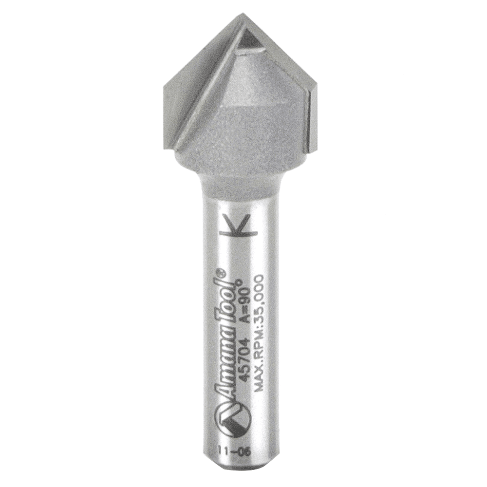 1/2" x 1-5/8" V-Groove Router Bit on Woodworking Table