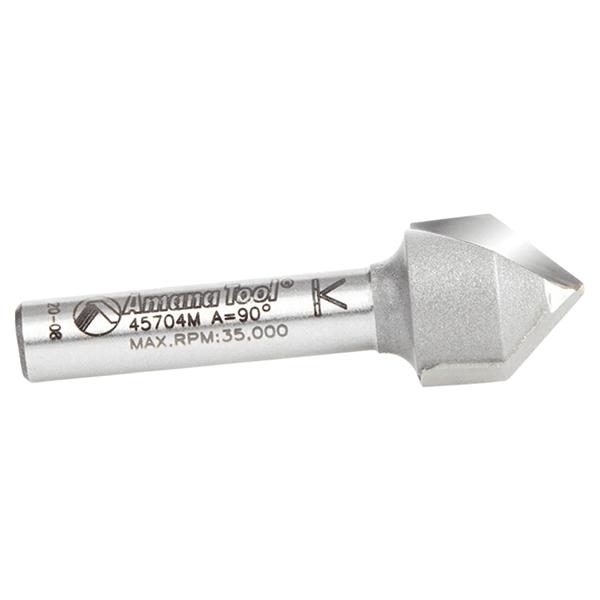 1/2" Dia x 15/64" Carbide Tipped V-Groove Bit, 2 Flute, 6mm Shank Alt 1 - Image