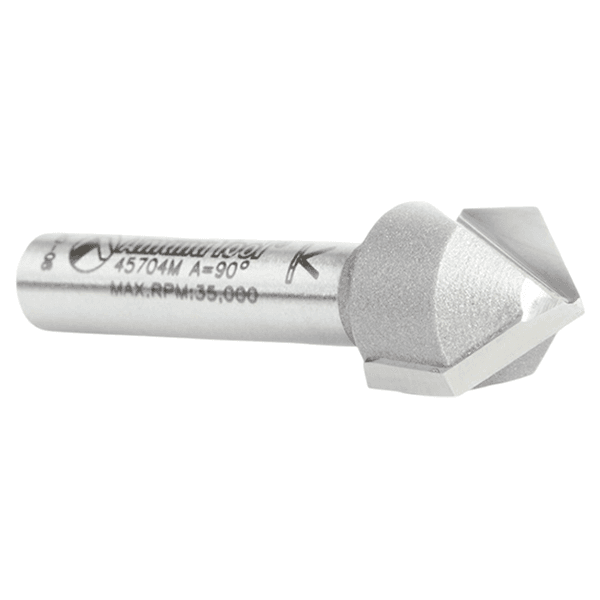 1/2" Dia x 15/64" Carbide Tipped V-Groove Bit, 2 Flute, 6mm Shank Alt 2 - Image