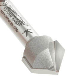 1/2" Dia x 15/64" Carbide Tipped V-Groove Bit, 2 Flute, 6mm Shank Alt 4 - Image