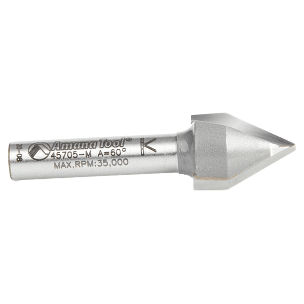 1/2" Dia x 13/32" V-Groove Router Bit, 2 Flute, 6mm Shank Alt 1 - Image