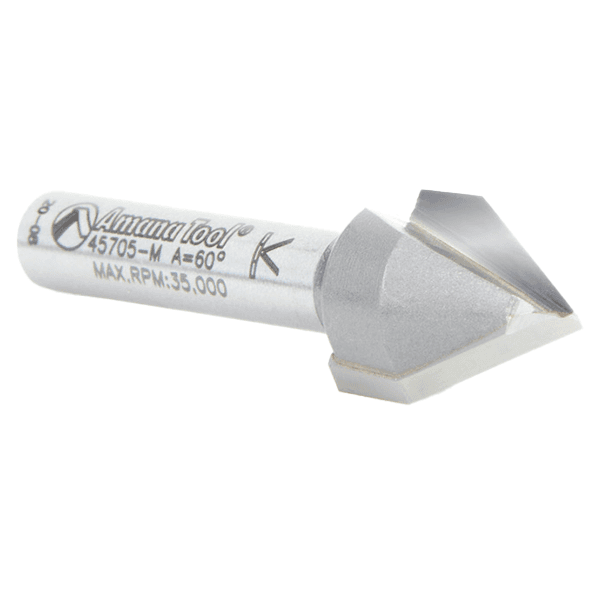 1/2" Dia x 13/32" V-Groove Router Bit, 2 Flute, 6mm Shank Alt 2 - Image