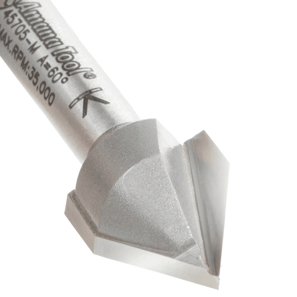 1/2" Dia x 13/32" V-Groove Router Bit, 2 Flute, 6mm Shank Alt 4 - Image