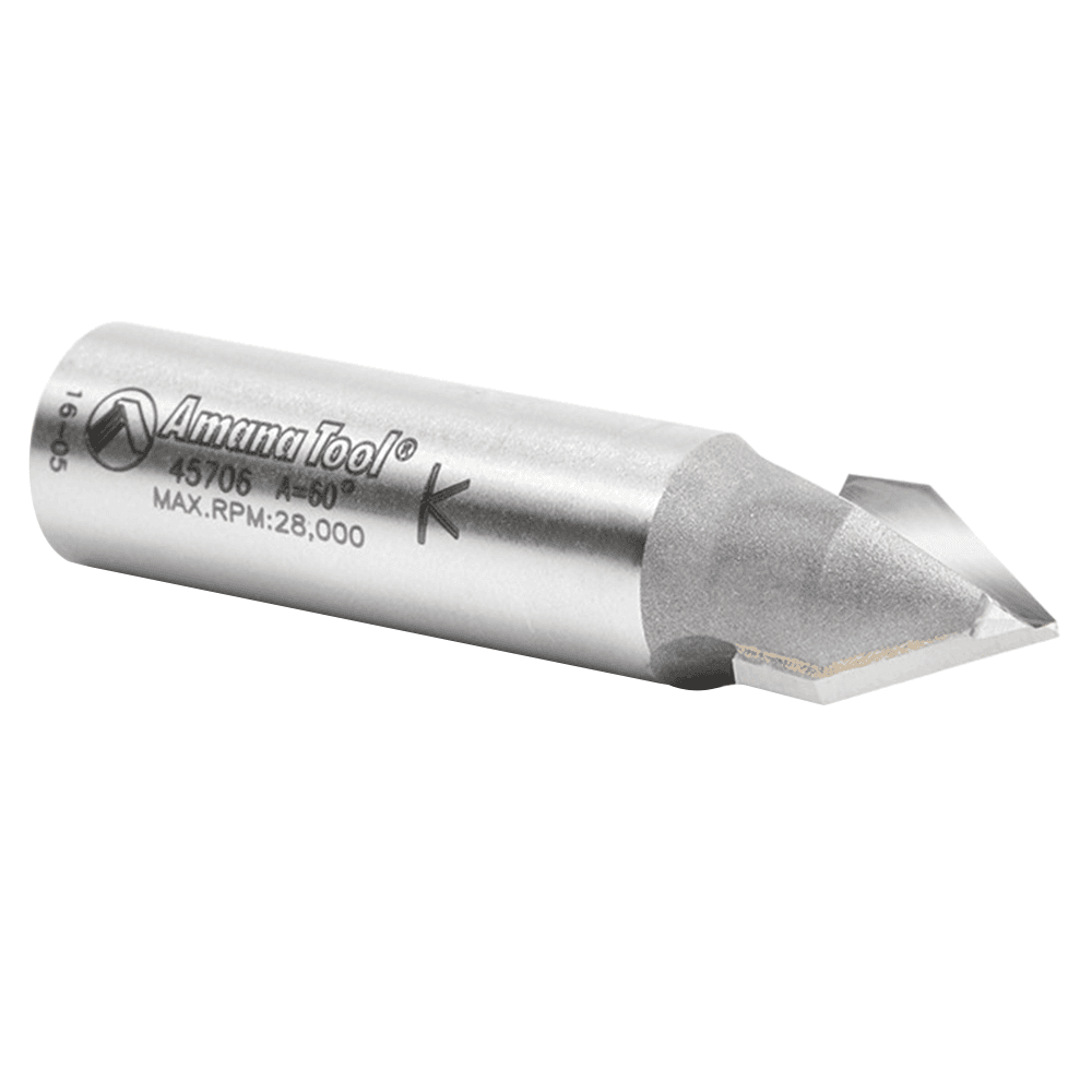 Router bit for cutting acrylic, laminate, plywood, and more with handheld or table-mounted routers